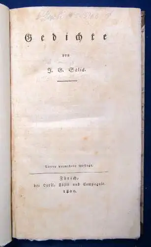 Gedichte von F. G. Salis 1800 Erzählungen Belletristik Literatur Lyrik js