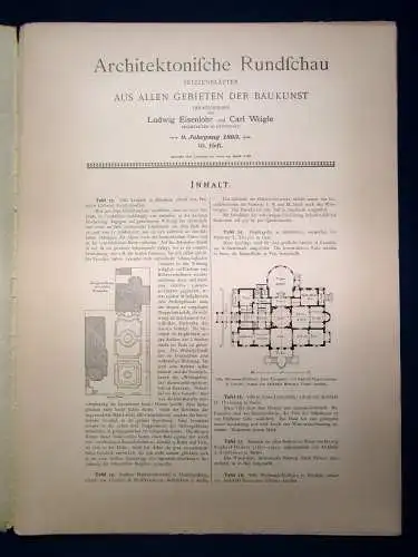 Eisenlohr/ Weigle Architektonische Rundschau 9. Jhg Lieferung 10 1893 Kunst sf