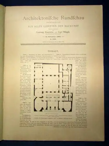 Eisenlohr/ Weigle Architektonische Rundschau 9. Jhg Lieferung 2 1893 Kunst sf