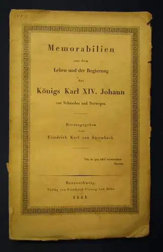 Strombeck Memorabilien aus dem Leben König Karl XIV. Johann 1841 Geschichte sf