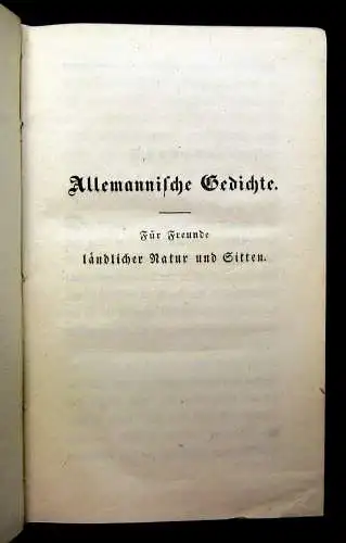 Hebel Allemannische Gedichte 1858 Belletristik Literatur Lyrik Erzählungen