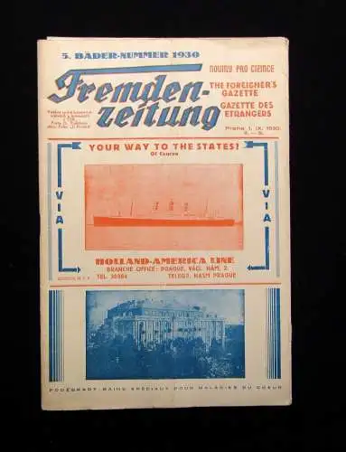 5.Bäder Nummer 1930 Fremden-Zeitung Prag Tschechien Tourismus Ortskunde