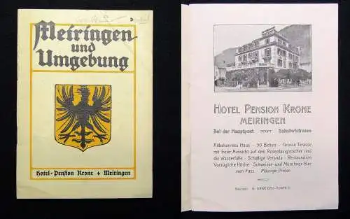 Hotel Pension Krone Meiringen und Umgebung um 1920 Schweiz Tourismus