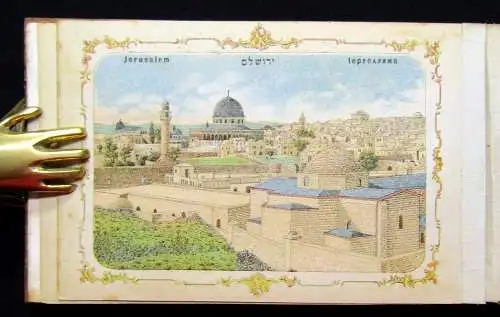 Blumen und Ansichten Aus dem heiligen Lande Jerusalem 1900 Herbarium Olivenholz