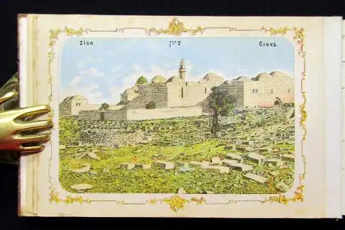 Blumen und Ansichten Aus dem heiligen Lande Jerusalem 1900 Herbarium Olivenholz