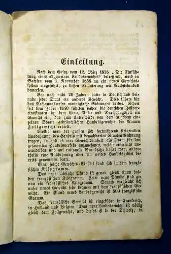 Mittag Handbuch zur Gewichtsreform in Sachsen 1858 Technik altes Handwerk mb