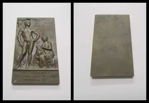 Gedenkplatte zur internationalen Hygieneausstellung Dresden 1911 Bronze selten