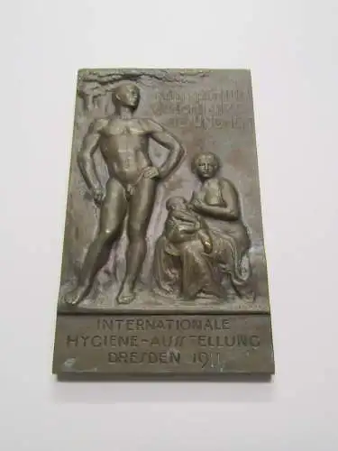 Gedenkplatte zur internationalen Hygieneausstellung Dresden 1911 Bronze selten