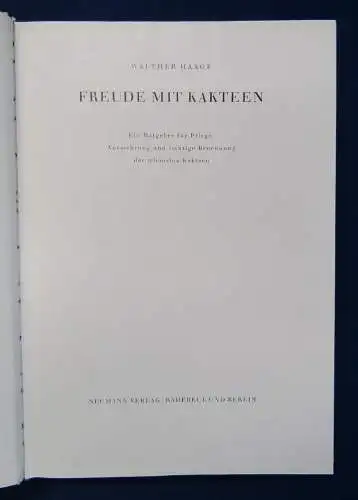 Haage Das praktische Kakteenbuch/ Freude mit Kakteen 1963, 1980 Botanik  js