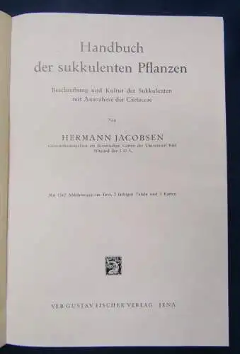 Handbuch der sukkulenten Pflanzen3 Bände 1954 Pflanzenkunde Botanik js