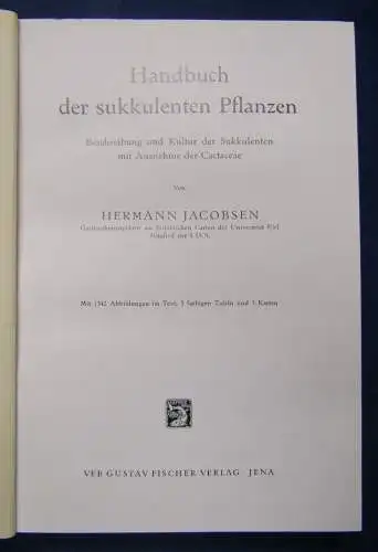 Handbuch der sukkulenten Pflanzen3 Bände 1954 Pflanzenkunde Botanik js