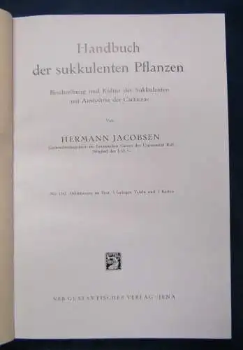 Handbuch der sukkulenten Pflanzen3 Bände 1954 Pflanzenkunde Botanik js