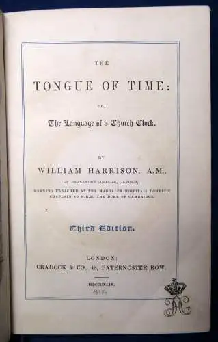 Harrison The Tongue of Time or The Language of a Church Clock 1844 3.Aufl.  js