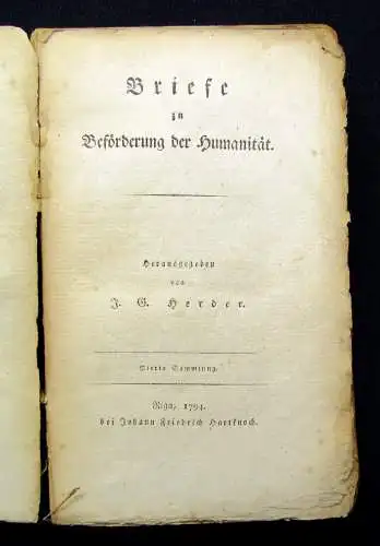 Briefe zu Beförderung der Humanität Vierte Sammlung/ Dritte Sammlung EA 1794