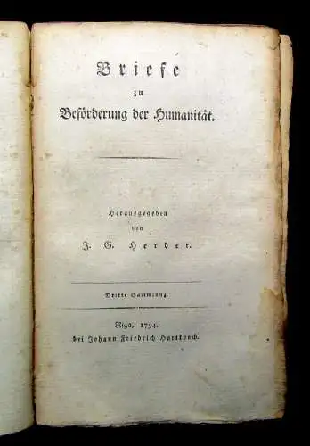 Briefe zu Beförderung der Humanität Vierte Sammlung/ Dritte Sammlung EA 1794