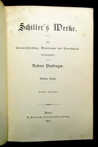 Borberger Schiller`s Werke Band 1-6 komplett 1901 dekorativ Klassiker