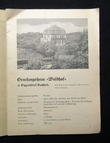 Die Genesungsheime der Landesversicherungsanstalt Sachsen Abteilung um 1930