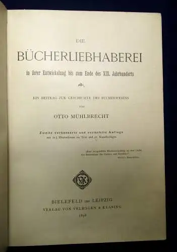 Mühlbrecht Die Bücherliebhaber bis Ende des XIX. Jahrhunderts  1898 213. Illustr