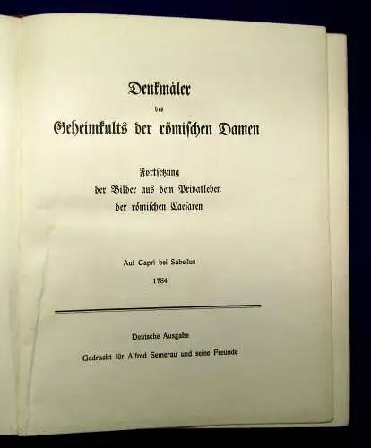 Hancarville, Pierre d'. Denkmäler des Geheimkults der römischen Damen um 1905  m