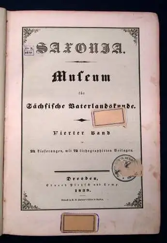 Saxonia Museum für Sächsische Vaterlandskunde 4. Band 65 Lithographien rar  js