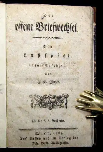 Jünger Der offene Briefwechsel Ein Lustspiel in 5 Aufzügen 1803 Belletristik mb