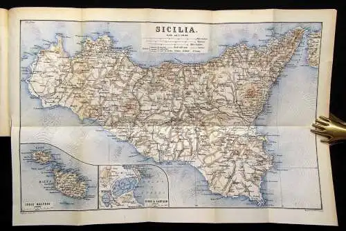 Baedeker Karl Unter-Italien und Sicilien Mit 8 Karten und 12 Plänen 1876 selten