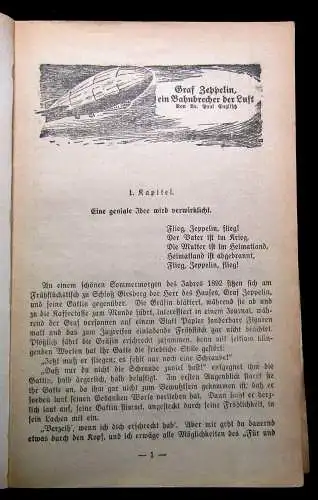 Englisch Helden der Luft Nr. 8 Graf Zeppelin Bahnbrecher der Luftfahrt um 1920