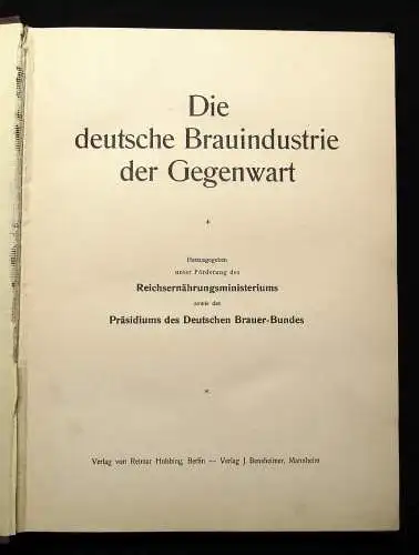 Die deutsche Braukunst der Gegenwart 1930 selten Handwerk Industrie Vertrieb