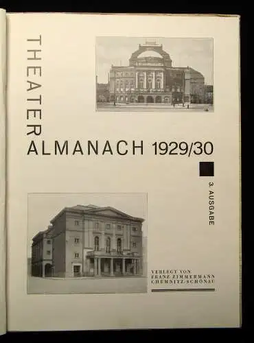 Zimmmermann, Franz Theater Almanach 1929/40 3.Ausgabe Kunst und Kultur