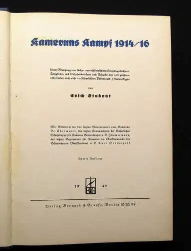 Student Kameruns Kampf 1914/16 1942 Militaria Militär Geschichte Kriegstagebuch