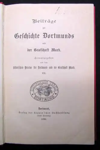 Beiträge zur Geschichte Dortmunds und der Graffschaft Mark VII. 1896 Geschichte