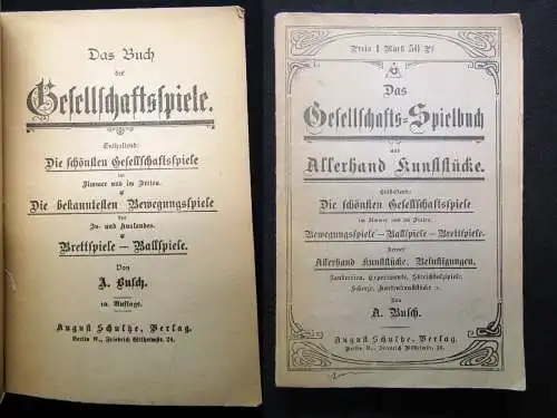 Busch Das Gesellschafts-spielbuch und Allerhand Kunststücke um 1900 Experimente