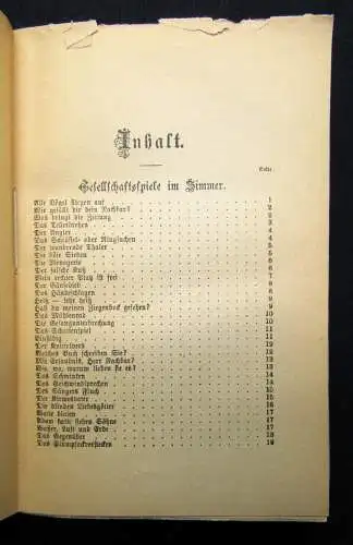 Busch Das Gesellschafts-spielbuch und Allerhand Kunststücke um 1900 Experimente