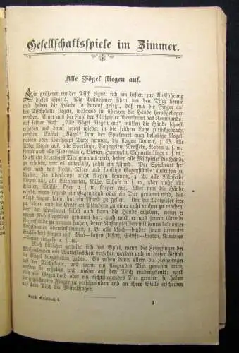 Busch Das Gesellschafts-spielbuch und Allerhand Kunststücke um 1900 Experimente