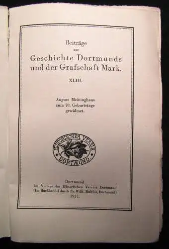 Beiträge zur Geschichte Dortmunds und der Graffschaft Mark XLIII 1937 Geschichte