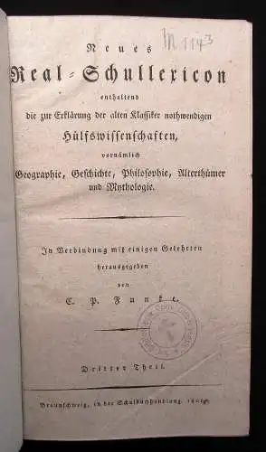 Funke Neues Real-Schullexicon 5 Bde. 1800-1805 Philosophie Alterthümer js