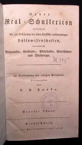 Funke Neues Real-Schullexicon 5 Bde. 1800-1805 Philosophie Alterthümer js