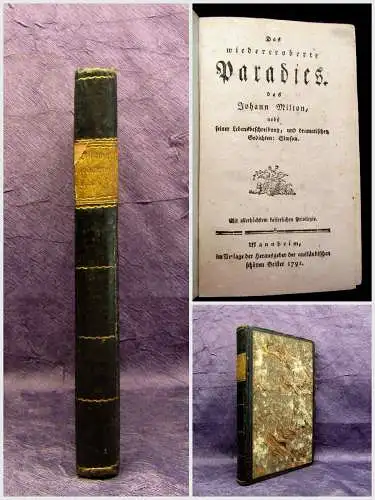 Milton Das wiedereroberte Paradies 1791 Belletristik Literatur Lyrik mb