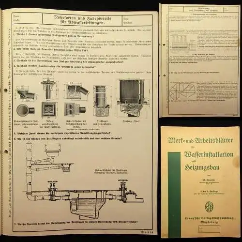 Werk- und Arbeitsblätter für Wasserinstallation und Heizungsbau 1935 Handwerk js