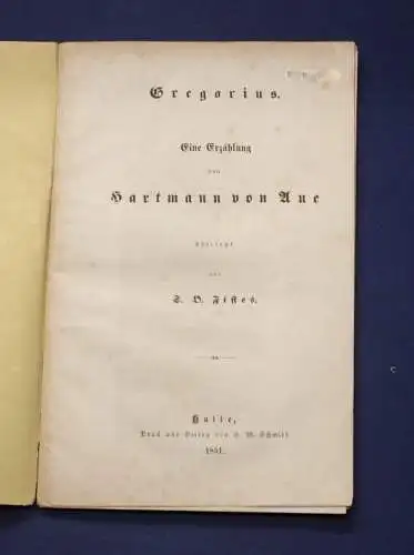 Hartmann von Aue Gregorius 1851 Saga Sagen Familie Geschichte Christentum js