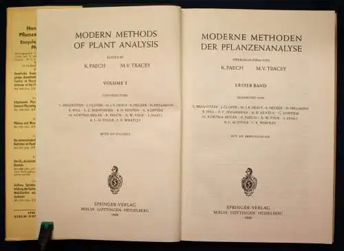 Paech/ Tracey Moderne Methoden der Pflanzenanalyse 7 Bde 1956 Botanik Selten sf