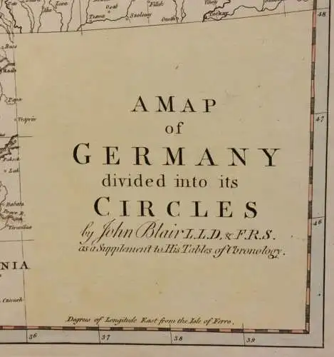 Kolor. Kupferstichkarte Thomas Kitchin bei Blair A Map of Germany um 1780 sf