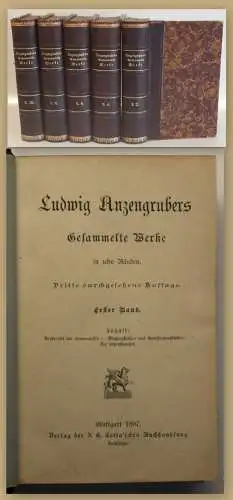 Ludwig Anzengrubers Gesammelte Werke 1897 5 Bde Belletristik Klassiker sf