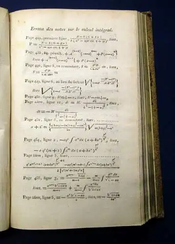 Garnier Notes Sur le Calcul Differentiel 1801 Integral/ Differentialrechnung js