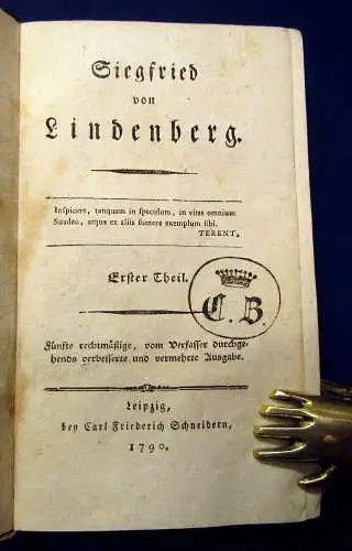 Siegfried von Lindenberg 1. und 2. Band von 4 1790  Geschichte Gesellschaft mb