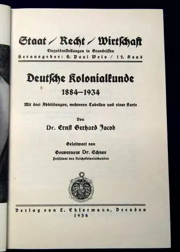 Jacob Deutsche Kolonialkunde 1884-1934 1934 Geschichte Gesellschaft Politik mb