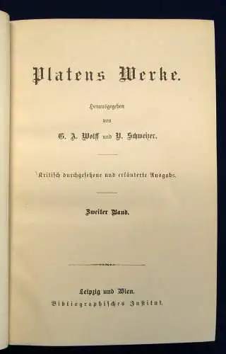 Platens Werke 2 Bd. komplett 1895 Klassiker dekorativ Belletristik js