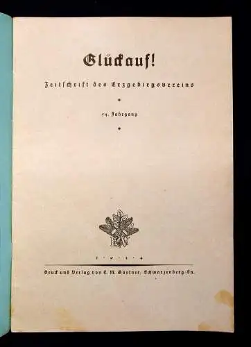 Erzgebirgsverein Glückauf Zeitschrift des Erzgebirgsvereins  55. Jahrg.1937 mb