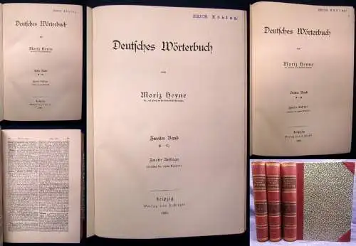 Heyne Deutsches Wörterbuch 3 Bde. komplett 1905 sehr dekorativer Einband js