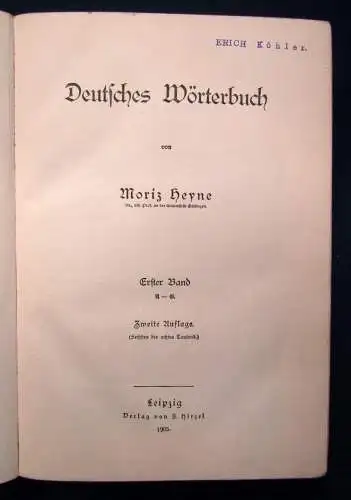 Heyne Deutsches Wörterbuch 3 Bde. komplett 1905 sehr dekorativer Einband js